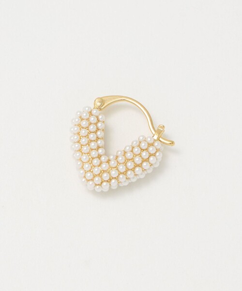kaene(カエン)の「<kaene>ミニフープ ハート ピアス<Select by EMMEL REFINES>(ピアス(両耳用)・レディース・ホワイト・FREE)」の2枚目の写真