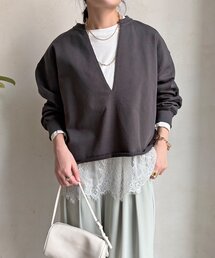 【WEB限定】Vネック裏毛×レースロンTEEセット