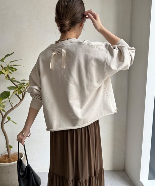 DouDou（ドゥドゥ）の「【WEB限定】Vネック裏毛×レースロンTEEセット（Tシャツ/カットソー・レディース・グレー/ベージュ/ダークグレー・FREE）」の15枚目の写真