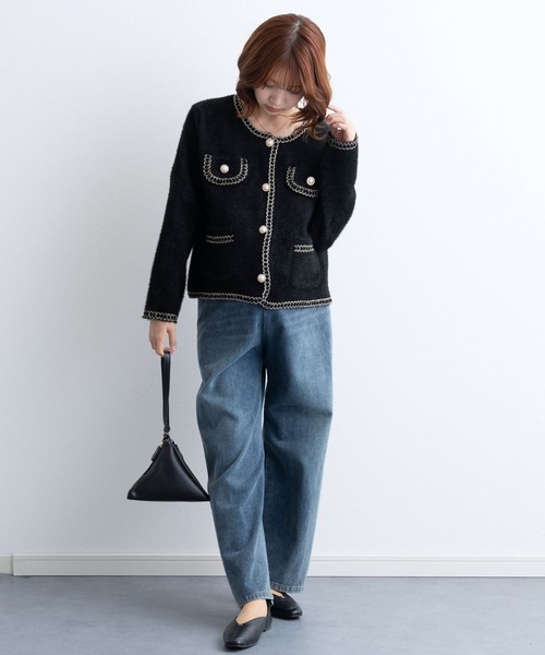 SweetMommy（スウィートマミー）の「ブレードニット ジャケット [マタニティ 産前産後] [七五三・お宮参り・秋フォーマル]（テーラードジャケット・レディース・ブラック/ホワイト・FREE）」の20枚目の写真