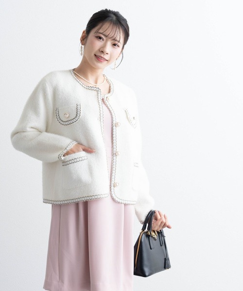 SweetMommy（スウィートマミー）の「ブレードニット ジャケット [マタニティ 産前産後] [七五三・お宮参り・秋フォーマル]（テーラードジャケット・レディース・ブラック/ホワイト・FREE）」の11枚目の写真