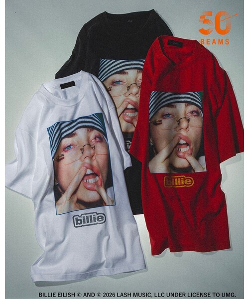 International Gallery BEAMS（インターナショナルギャラリービームス）の「【別注】U/MUSIC × IG / BILLIE EILISH グラフィック Tシャツ RED（Tシャツ/カットソー・メンズ・レッド・LARGE/MEDIUM/SMALL/X-LARGE）」の2枚目の写真