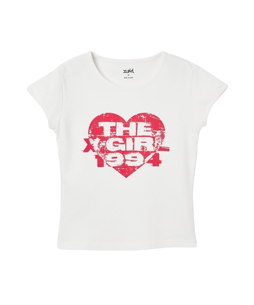 X-girl(エックスガール)の「GRUNGE HEART S/S BABY TEE(Tシャツ/カットソー・レディース・ブラック/ホワイト・S/M)」の5枚目の写真
