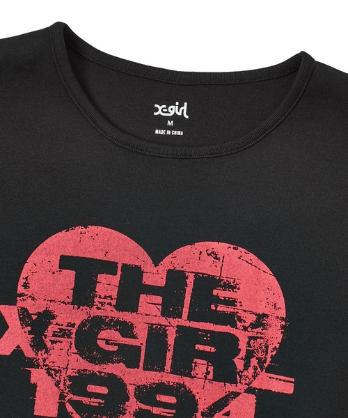 X-girl(エックスガール)の「GRUNGE HEART S/S BABY TEE(Tシャツ/カットソー・レディース・ブラック/ホワイト・S/M)」の7枚目の写真