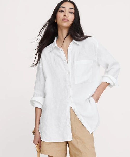 オーバーサイズ リネン シャツ（シャツ/ブラウス）｜BANANA REPUBLIC