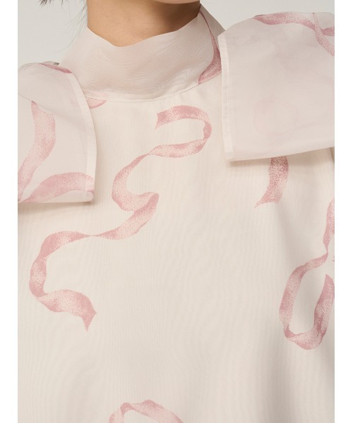 SNIDEL（スナイデル）の「Sustainableリボンライクオーガンシースルーブラウス（シャツ/ブラウス・レディース・オフホワイト/ブラック/ライトピンク・F）」の8枚目の写真