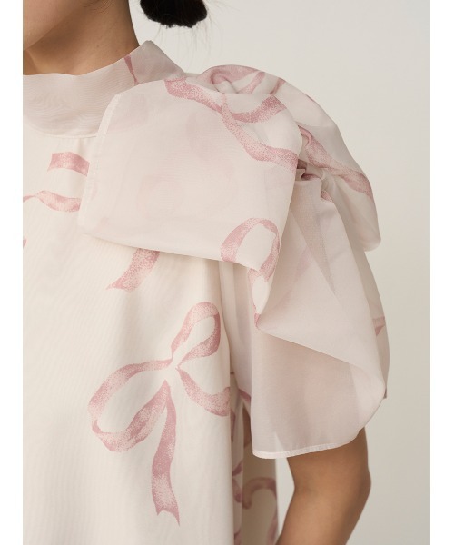SNIDEL（スナイデル）の「Sustainableリボンライクオーガンシースルーブラウス（シャツ/ブラウス・レディース・オフホワイト/ブラック/ライトピンク・F）」の9枚目の写真