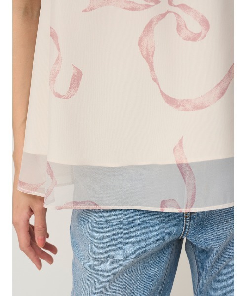 SNIDEL（スナイデル）の「Sustainableリボンライクオーガンシースルーブラウス（シャツ/ブラウス・レディース・オフホワイト/ブラック/ライトピンク・F）」の11枚目の写真