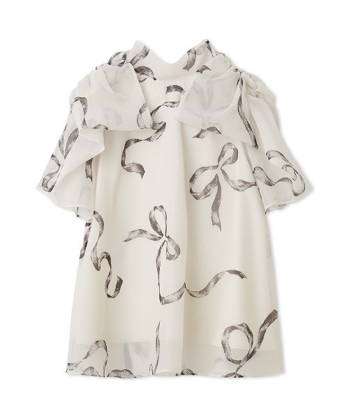 SNIDEL（スナイデル）の「Sustainableリボンライクオーガンシースルーブラウス（シャツ/ブラウス・レディース・オフホワイト/ブラック/ライトピンク・F）」の15枚目の写真