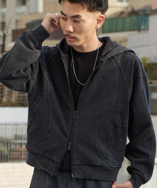 adidas(アディダス)の「adidas/アディダス TG FZ ダブルジップ ルーズフィットフレンチテリー ジップパーカー 2026年春夏(パーカー・メンズ・ブラック/グレー・S/M/L/XL)」の1枚目の写真