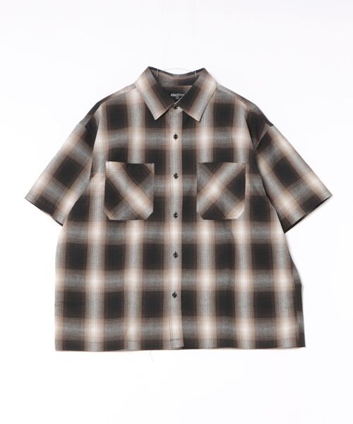 ８(eight)（エイト）の「オンブレチェック半袖シャツ（シャツ/ブラウス・メンズ・ブラウン/ブルー/ブラック・LARGE/MEDIUM/X-LARGE）」の2枚目の写真