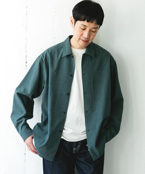 URBAN RESEARCH DOORS（アーバンリサーチドアーズ）の「『イージーケア/速乾/UVカット』クイックドライロングスリーブシャツカバーオール（カバーオール・メンズ・ネイビー/イエロー/ホワイト系その他/グリーン・LARGE/MEDIUM）」の6枚目の写真