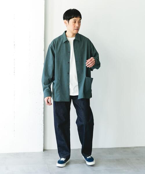 URBAN RESEARCH DOORS（アーバンリサーチドアーズ）の「『イージーケア/速乾/UVカット』クイックドライロングスリーブシャツカバーオール（カバーオール・メンズ・ネイビー/イエロー/ホワイト系その他/グリーン・LARGE/MEDIUM）」の11枚目の写真