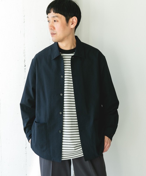 URBAN RESEARCH DOORS（アーバンリサーチドアーズ）の「『イージーケア/速乾/UVカット』クイックドライロングスリーブシャツカバーオール（カバーオール・メンズ・ネイビー/イエロー/ホワイト系その他/グリーン・LARGE/MEDIUM）」の4枚目の写真