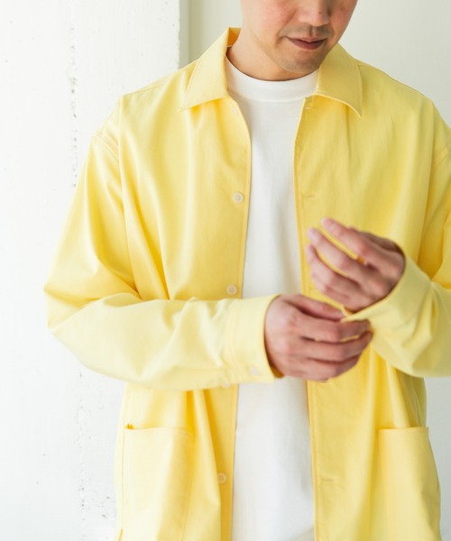 URBAN RESEARCH DOORS（アーバンリサーチドアーズ）の「『イージーケア/速乾/UVカット』クイックドライロングスリーブシャツカバーオール（カバーオール・メンズ・ネイビー/イエロー/ホワイト系その他/グリーン・LARGE/MEDIUM）」の5枚目の写真