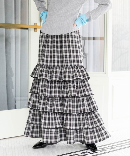 RAGEBLUE（レイジブルー）の「フリルティアードスカート（スカート・レディース・ブラック/ブラック系/ホワイト/ブラウン系・FREE）」の3枚目の写真