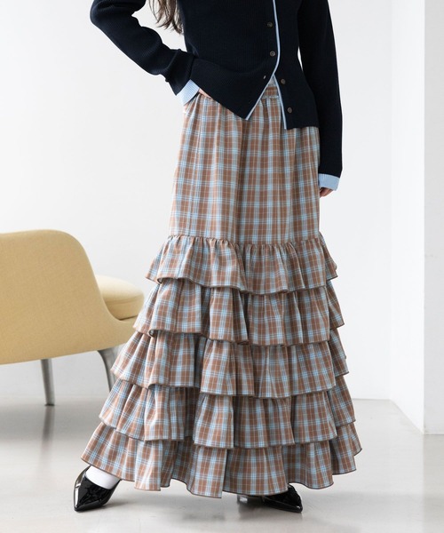 RAGEBLUE（レイジブルー）の「フリルティアードスカート（スカート・レディース・ブラック/ブラック系/ホワイト/ブラウン系・FREE）」の4枚目の写真