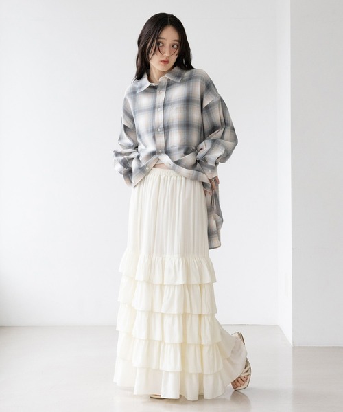 RAGEBLUE（レイジブルー）の「フリルティアードスカート（スカート・レディース・ブラック/ブラック系/ホワイト/ブラウン系・FREE）」の6枚目の写真