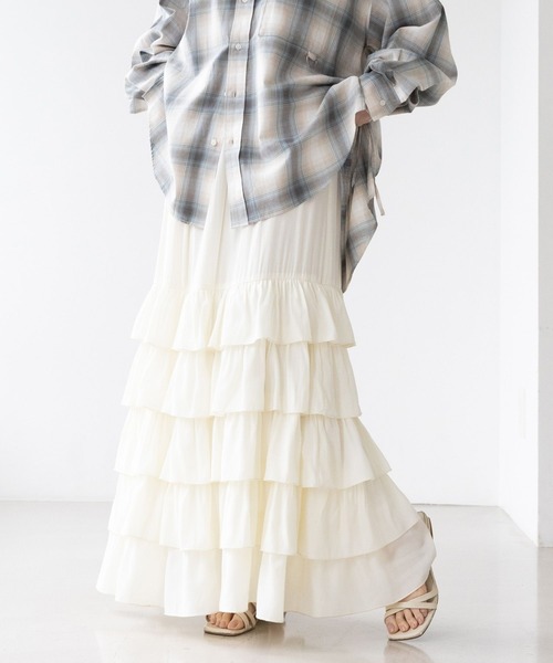 RAGEBLUE（レイジブルー）の「フリルティアードスカート（スカート・レディース・ブラック/ブラック系/ホワイト/ブラウン系・FREE）」の7枚目の写真