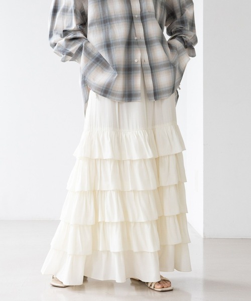 RAGEBLUE（レイジブルー）の「フリルティアードスカート（スカート・レディース・ブラック/ブラック系/ホワイト/ブラウン系・FREE）」の8枚目の写真