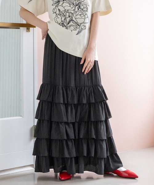 RAGEBLUE（レイジブルー）の「フリルティアードスカート（スカート・レディース・ブラック/ブラック系/ホワイト/ブラウン系・FREE）」の16枚目の写真
