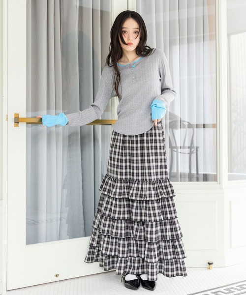 RAGEBLUE（レイジブルー）の「フリルティアードスカート（スカート・レディース・ブラック/ブラック系/ホワイト/ブラウン系・FREE）」の18枚目の写真