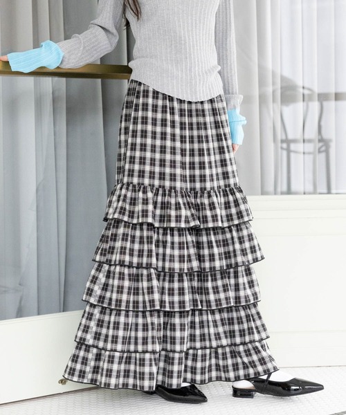 RAGEBLUE（レイジブルー）の「フリルティアードスカート（スカート・レディース・ブラック/ブラック系/ホワイト/ブラウン系・FREE）」の21枚目の写真