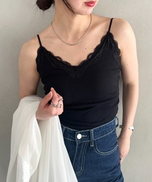 カップ付きレースデザインキャミソール