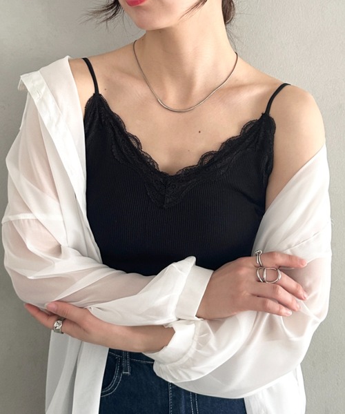 MYMOOD.(マイムード)の「カップ付きレースデザインキャミソール(キャミソール・レディース・グレー/ブラック/ベージュ/ホワイト・FREE)」の20枚目の写真