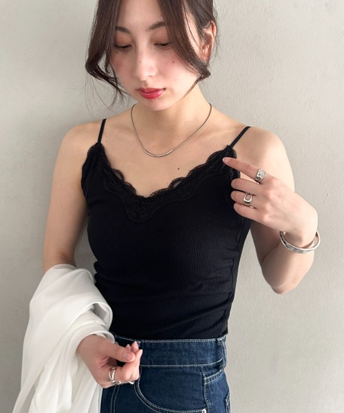 MYMOOD.(マイムード)の「カップ付きレースデザインキャミソール(キャミソール・レディース・グレー/ブラック/ベージュ/ホワイト・FREE)」の10枚目の写真