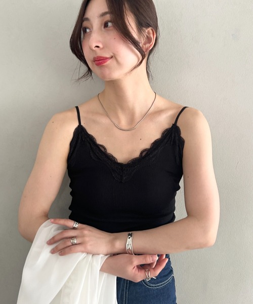 MYMOOD.(マイムード)の「カップ付きレースデザインキャミソール(キャミソール・レディース・グレー/ブラック/ベージュ/ホワイト・FREE)」の12枚目の写真