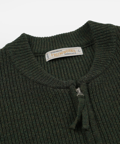 FRIZMWORKS(フリズムワークス)の「ULTRA HEAVYWEIGHT ZIP UP CARDIGAN _ FOREST GREEN(カーディガン/ボレロ・メンズ・その他・SMALL/MEDIUM/LARGE/X-LARGE)」の3枚目の写真