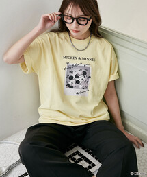 PUBLUX/パブリュクス Mickey Mouse & Minnie Mouse/ミッキーマウス & ミニーマウス/ 落書き風 フォトアート Tシャツ　限定展開
