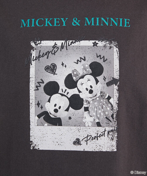 PUBLUX（パブリュクス）の「PUBLUX/パブリュクス Mickey Mouse & Minnie Mouse/ミッキーマウス & ミニーマウス/ 落書き風 フォトアート Tシャツ　限定展開（Tシャツ/カットソー・レディース・チャコールグレー/オフホワイト/イエロー/ネイビー・ﾌﾘ-）」の12枚目の写真