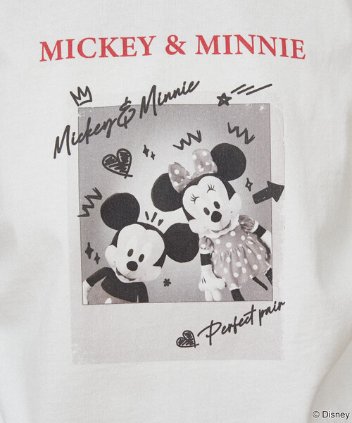 PUBLUX（パブリュクス）の「PUBLUX/パブリュクス Mickey Mouse & Minnie Mouse/ミッキーマウス & ミニーマウス/ 落書き風 フォトアート Tシャツ　限定展開（Tシャツ/カットソー・レディース・チャコールグレー/オフホワイト/イエロー/ネイビー・ﾌﾘ-）」の19枚目の写真