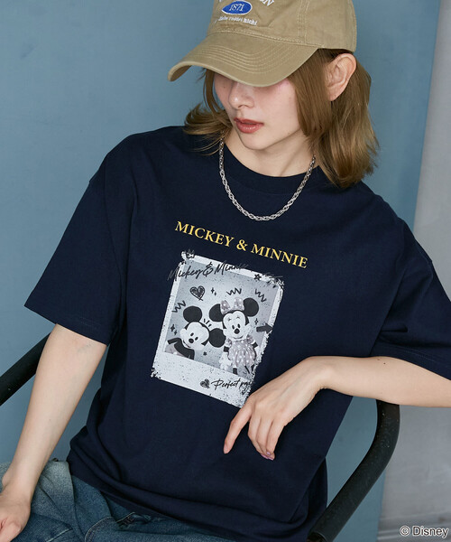PUBLUX（パブリュクス）の「PUBLUX/パブリュクス Mickey Mouse & Minnie Mouse/ミッキーマウス & ミニーマウス/ 落書き風 フォトアート Tシャツ　限定展開（Tシャツ/カットソー・レディース・チャコールグレー/オフホワイト/イエロー/ネイビー・ﾌﾘ-）」の20枚目の写真