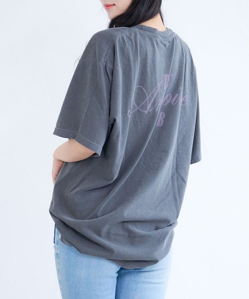 Bonjour Sagan(ボンジュールサガン)の「【&soiree】ピグメントプリントTシャツ(メッセージロゴ)(Tシャツ/カットソー・レディース・ブルー/アイボリー/ブラック・MEDIUM/FREE)」の6枚目の写真