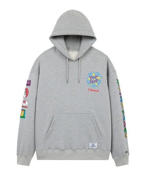 Alpha Industries(アルファインダストリーズ)の「Alpha Industries/アルファインダストリーズ/Keith Haring X Alpha POP SHOP GRAPHIC HOODIE/ キース へリング ポップアップ ショップ グラフィック フーディー(パーカー・メンズ・グレー・MEDIUM/X-LARGE/LARGE/SMALL)」の2枚目の写真