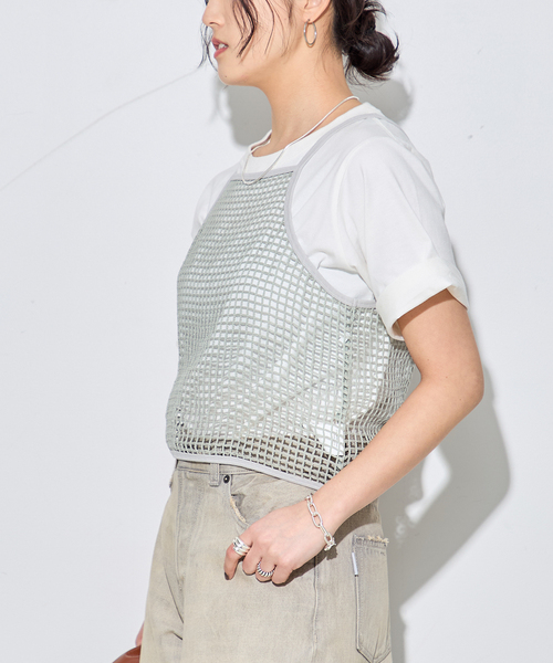 JANE SMITH / JOHN SMITH(ジェーンスミスジョンスミス)の「【JANE SMITH/ジェーンスミス】SQUARE MESH CAMISOLE:キャミソール(キャミソール・レディース・ベージュ/チャコールグレー・38)」の16枚目の写真