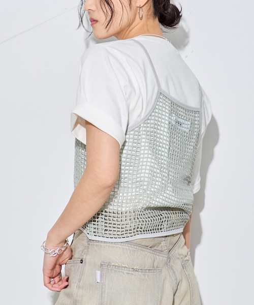 JANE SMITH / JOHN SMITH(ジェーンスミスジョンスミス)の「【JANE SMITH/ジェーンスミス】SQUARE MESH CAMISOLE:キャミソール(キャミソール・レディース・ベージュ/チャコールグレー・38)」の15枚目の写真