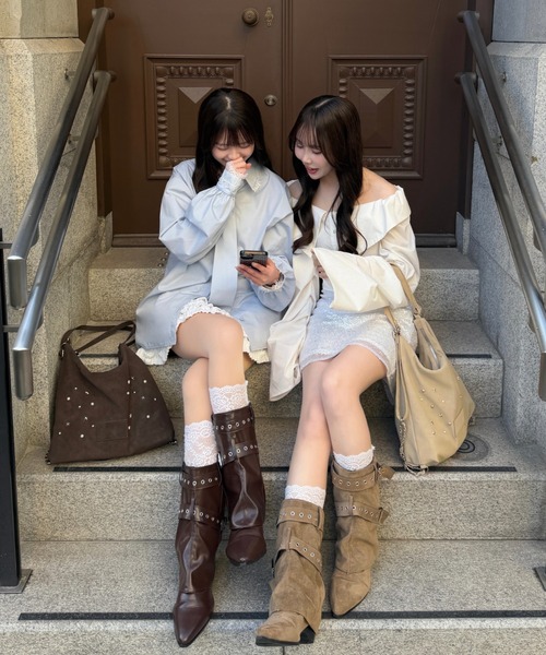 mellowneon(メロウネオン)の「ベルトショートブーツ(ブーツ・レディース・ベージュ/ブラウン・SMALL/MEDIUM/LARGE)」の19枚目の写真