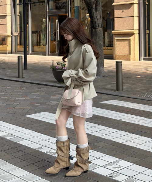 mellowneon(メロウネオン)の「ベルトショートブーツ(ブーツ・レディース・ベージュ/ブラウン・SMALL/MEDIUM/LARGE)」の22枚目の写真