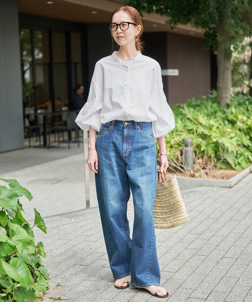 SLOBE IENA(スローブイエナ)の「《WEB限定/追加3》ピンタックバルーンスリーブブラウス(シャツ/ブラウス・レディース・ホワイト/ブルー・FREE)」の3枚目の写真