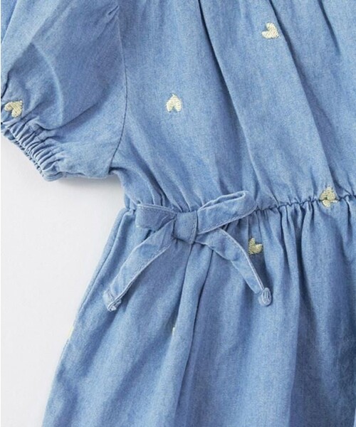 BRANSHES（ブランシェス）の「【おそろい】ハート刺しゅうデニムトップス＆ブルマセット（その他ベビー用品・キッズ・ブルー/サックスブルー・80/70）」の6枚目の写真