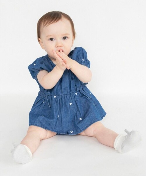 BRANSHES（ブランシェス）の「【おそろい】ハート刺しゅうデニムトップス＆ブルマセット（その他ベビー用品・キッズ・ブルー/サックスブルー・80/70）」の9枚目の写真