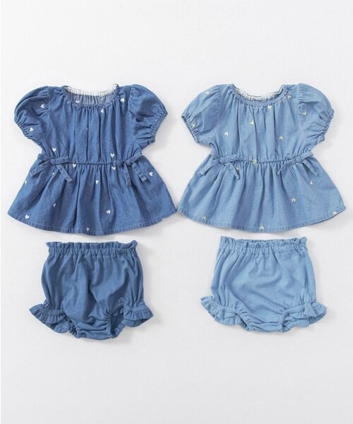 BRANSHES（ブランシェス）の「【おそろい】ハート刺しゅうデニムトップス＆ブルマセット（その他ベビー用品・キッズ・ブルー/サックスブルー・80/70）」の17枚目の写真