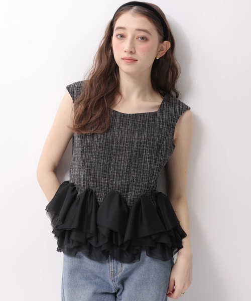 Rirandture（リランドチュール）の「チュールラッフルツィードトップス（シャツ/ブラウス・レディース・ブラック・2/1）」の14枚目の写真