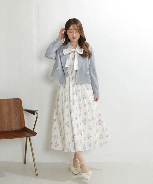 ASTORIA ODIER(アストリアオディール)の「花柄リボンタイワンピース(ワンピース・レディース・ベージュ/ラベンダー・SMALL/MEDIUM)」の6枚目の写真