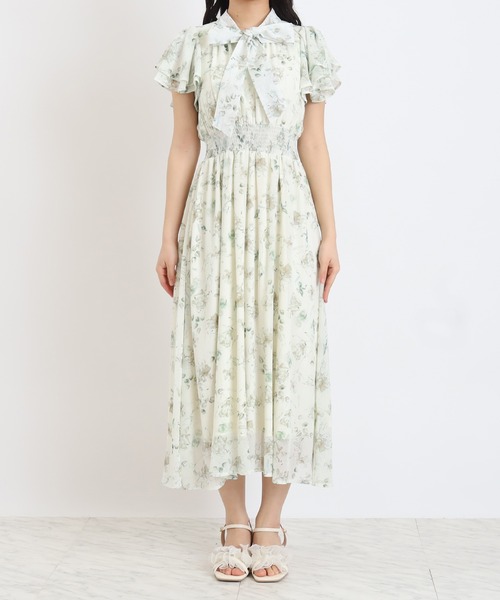 ASTORIA ODIER(アストリアオディール)の「花柄リボンタイワンピース(ワンピース・レディース・ベージュ/ラベンダー・SMALL/MEDIUM)」の16枚目の写真