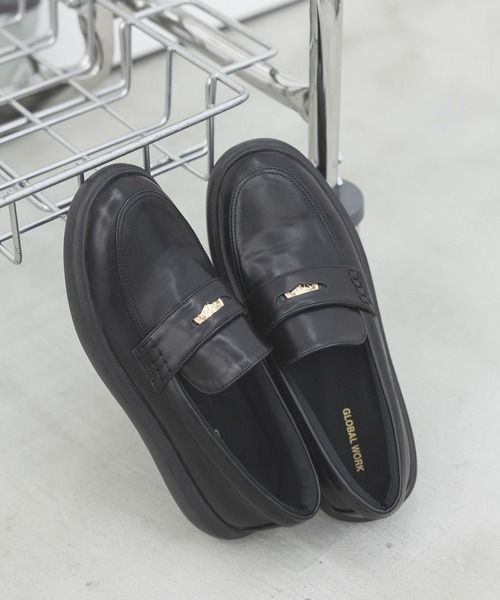 GLOBAL WORK(グローバルワーク)の「エアかるコインローファースニーカー/645038(スニーカー・レディース・ブラック系その他/ダークブラウン/ブラック・MEDIUM/LARGE)」の1枚目の写真